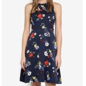 Banana Republic Patrizia Floral Sleeveless Navy Dress - Size 10 Tall